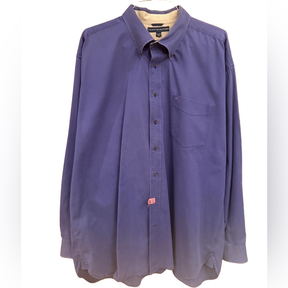 Heavyweight blue Tommy Hilfiger button-down dress shirt XXL only dry cleaned